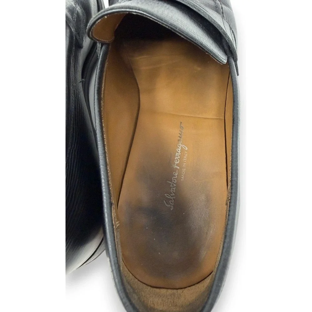 Salvatore Ferragamo Loafers‎ Mens 9 D Black Penny Loafer Leather Dress Shoes